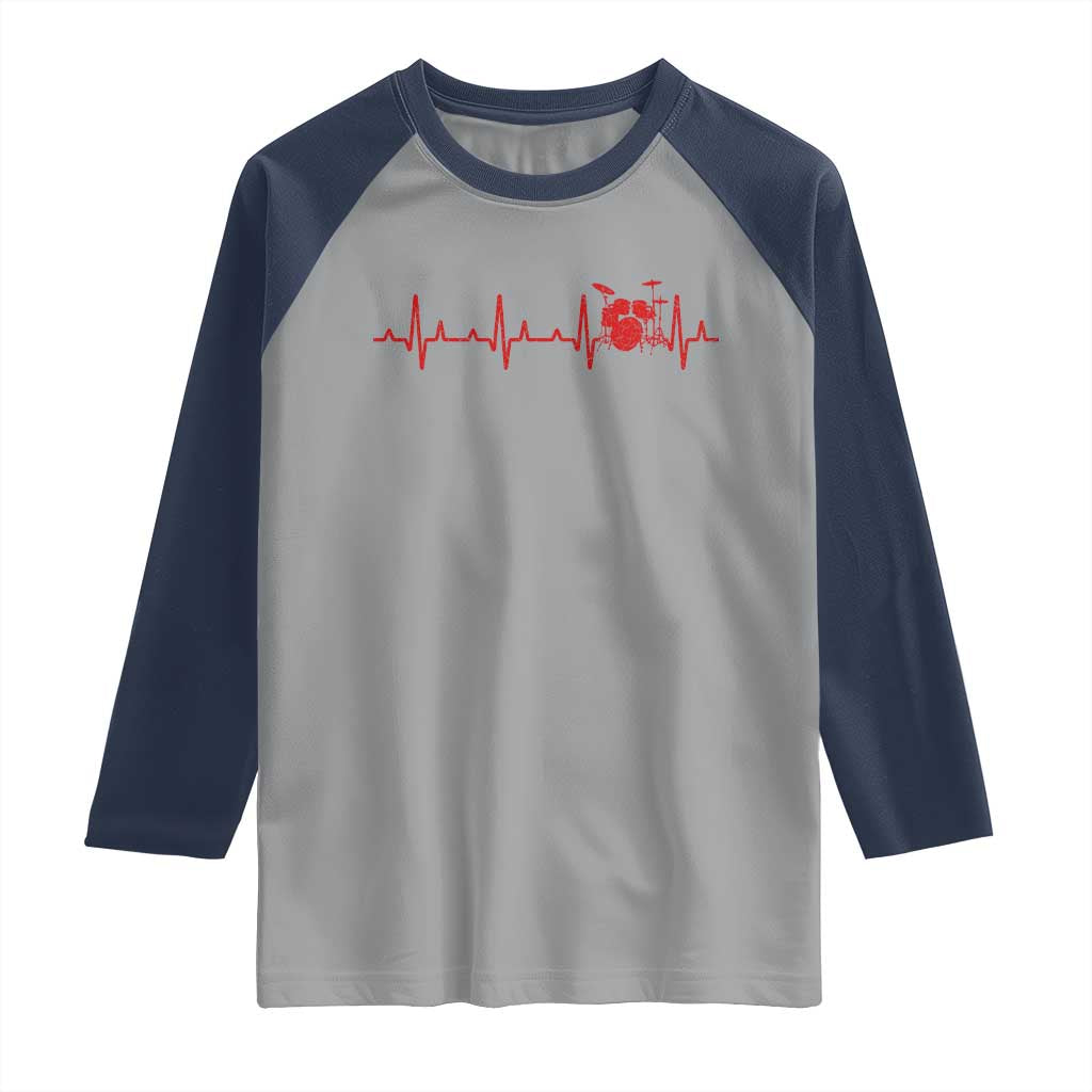 Drums Heartbeat Raglan Shirt Drummer Percussionist - Wonder Print Shop
