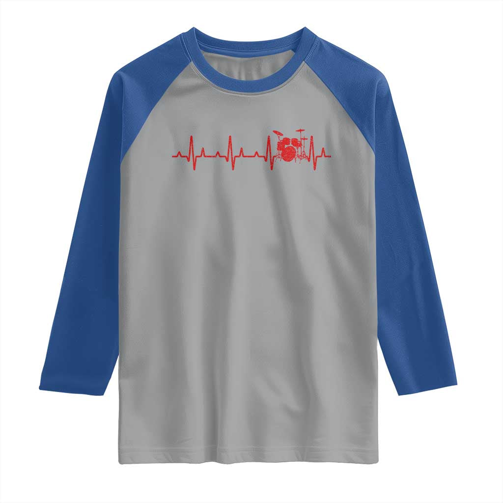 Drums Heartbeat Raglan Shirt Drummer Percussionist - Wonder Print Shop
