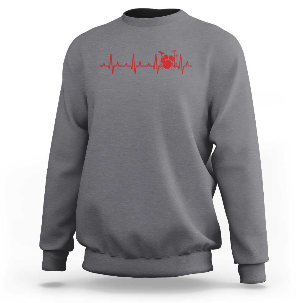 Drums Heartbeat Sweatshirt Drummer Percussionist - Wonder Print Shop