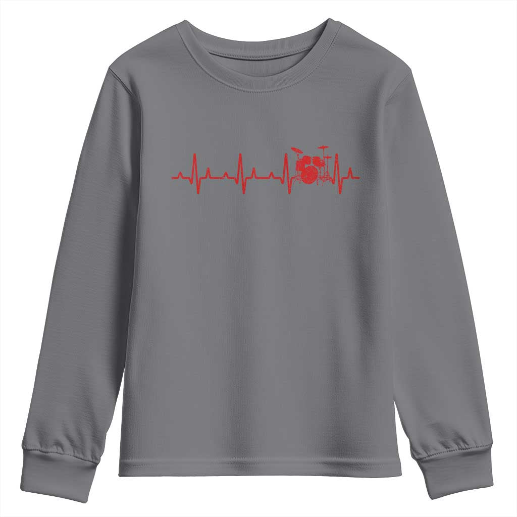 Drums Heartbeat Youth Sweatshirt Drummer Percussionist - Wonder Print Shop