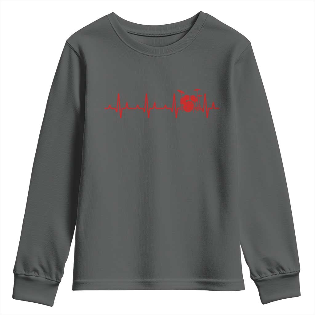 Drums Heartbeat Youth Sweatshirt Drummer Percussionist - Wonder Print Shop