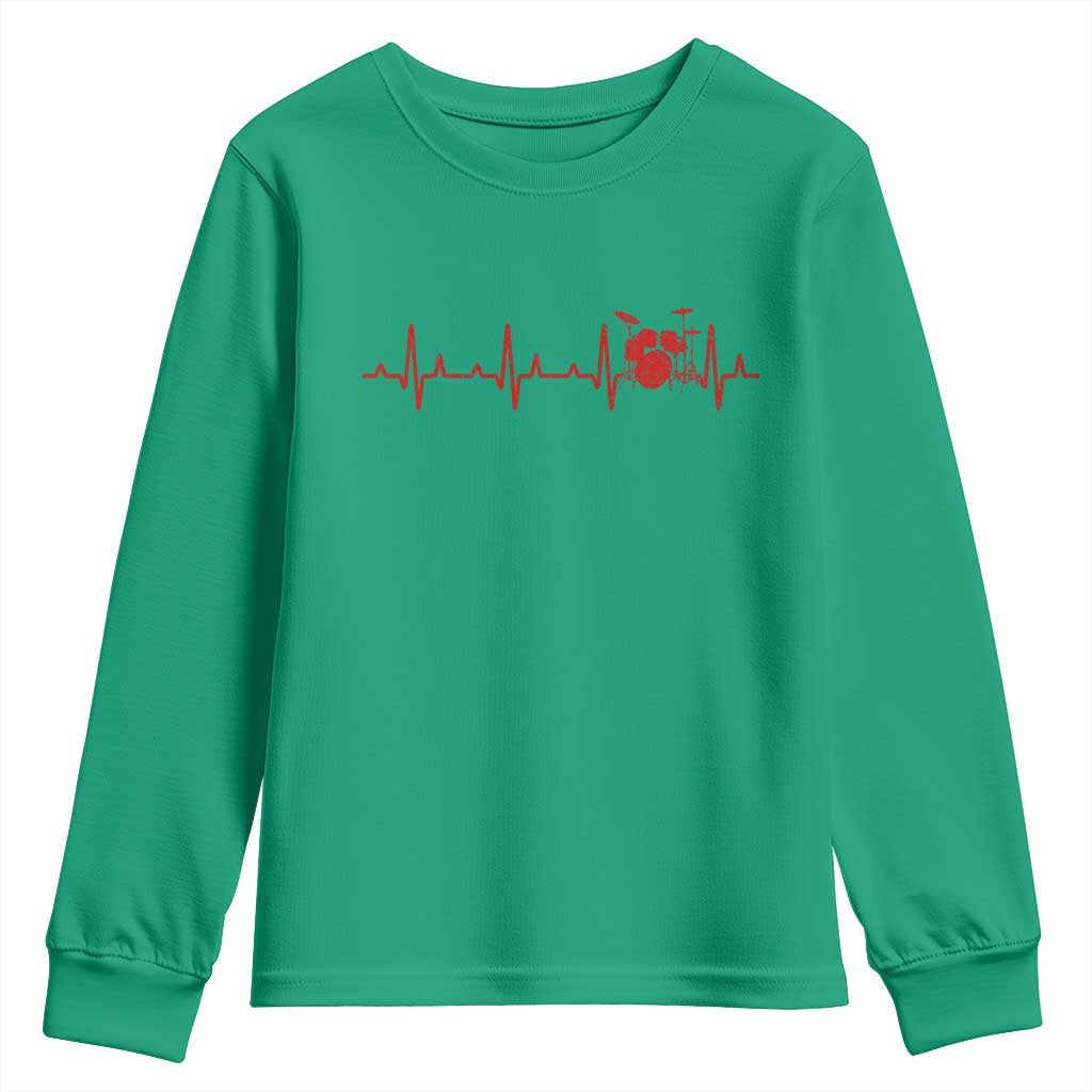 Drums Heartbeat Youth Sweatshirt Drummer Percussionist - Wonder Print Shop