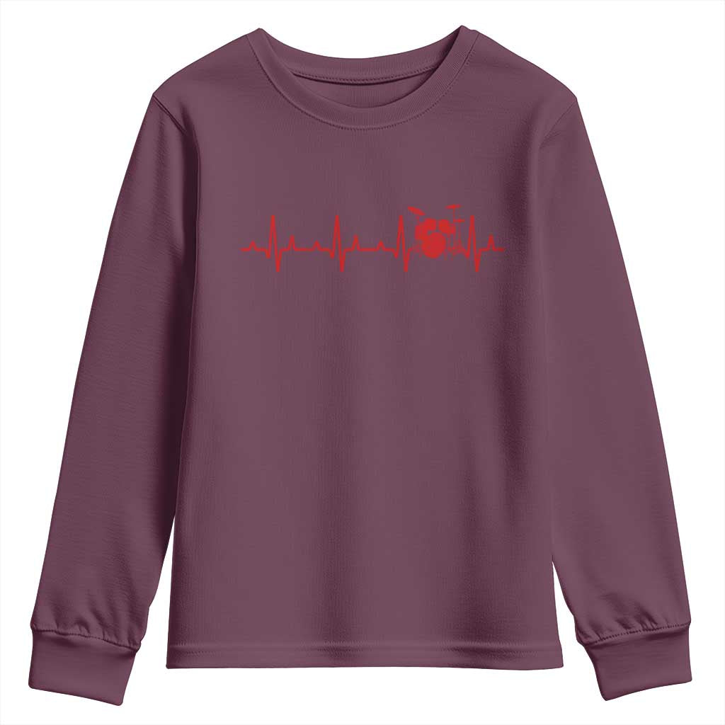 Drums Heartbeat Youth Sweatshirt Drummer Percussionist - Wonder Print Shop