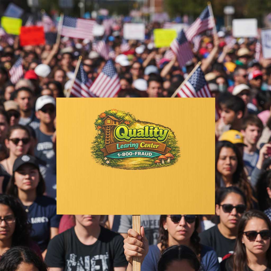 Quality Learing Center Protest Sign Funny Childcare Day Care