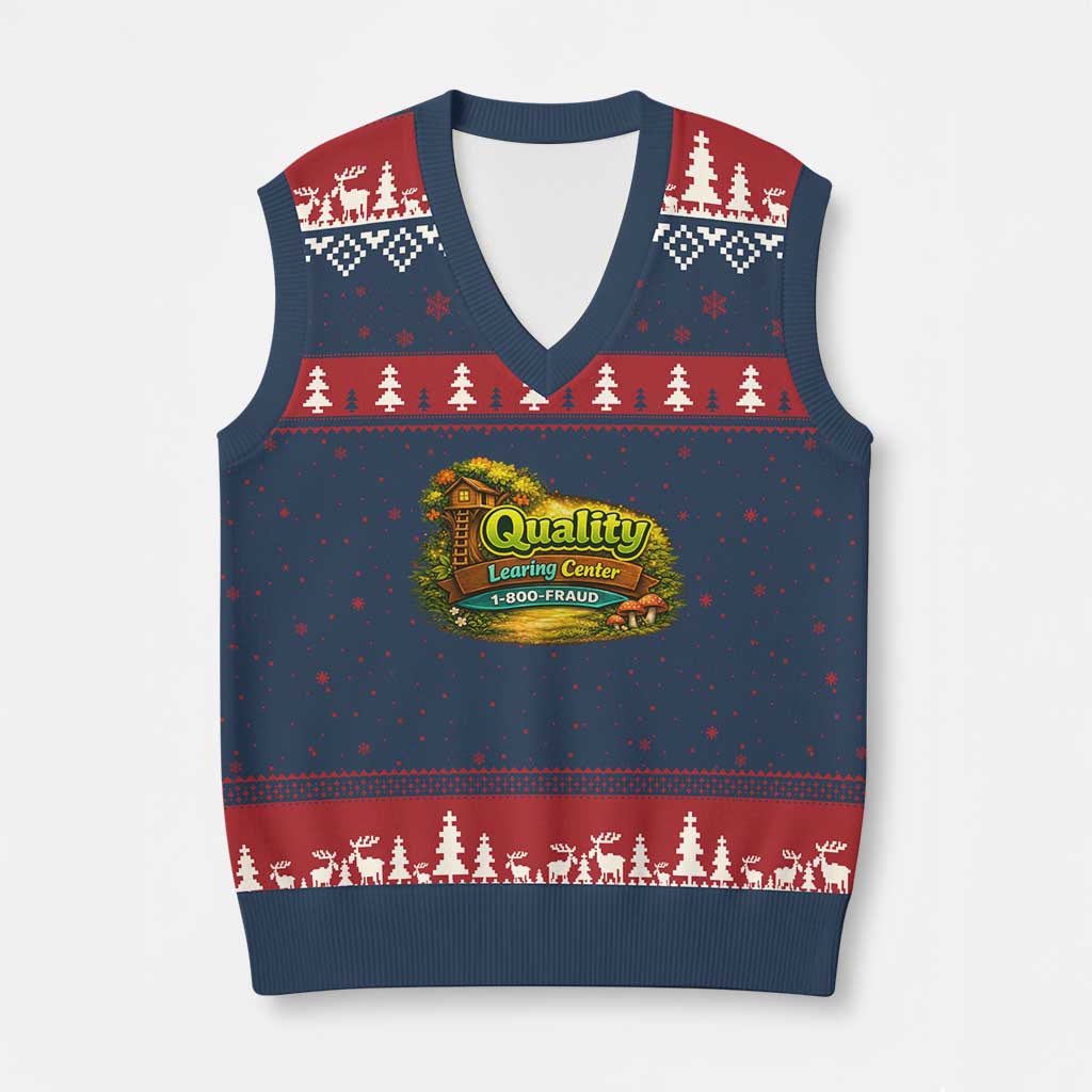 Quality Learing Center V-Neck Knit Sweater Vest Funny Childcare Day Care