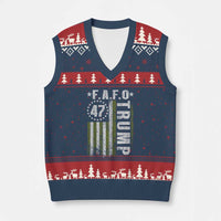 Funny Fafo V-Neck Knit Sweater Vest President 47 FDT American Flag
