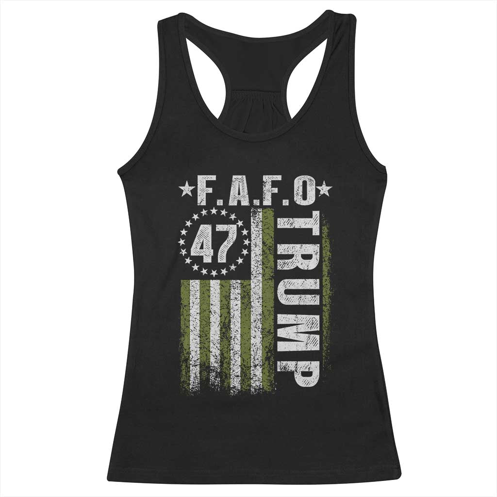 Funny Fafo Racerback Tank Top President 47 FDT American Flag