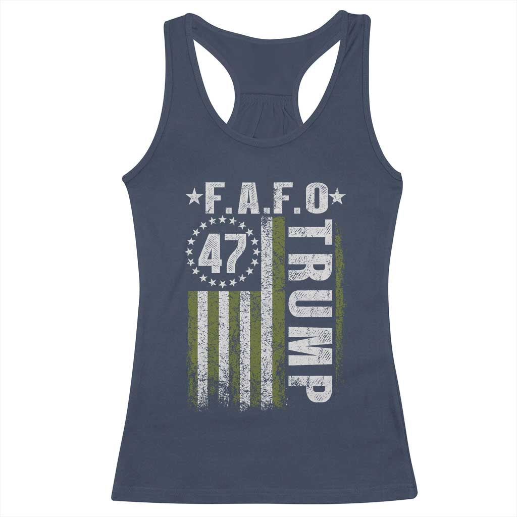 Funny Fafo Racerback Tank Top President 47 FDT American Flag