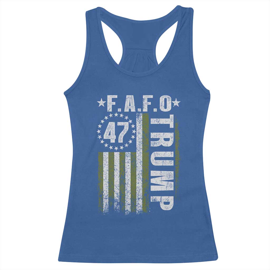 Funny Fafo Racerback Tank Top President 47 FDT American Flag