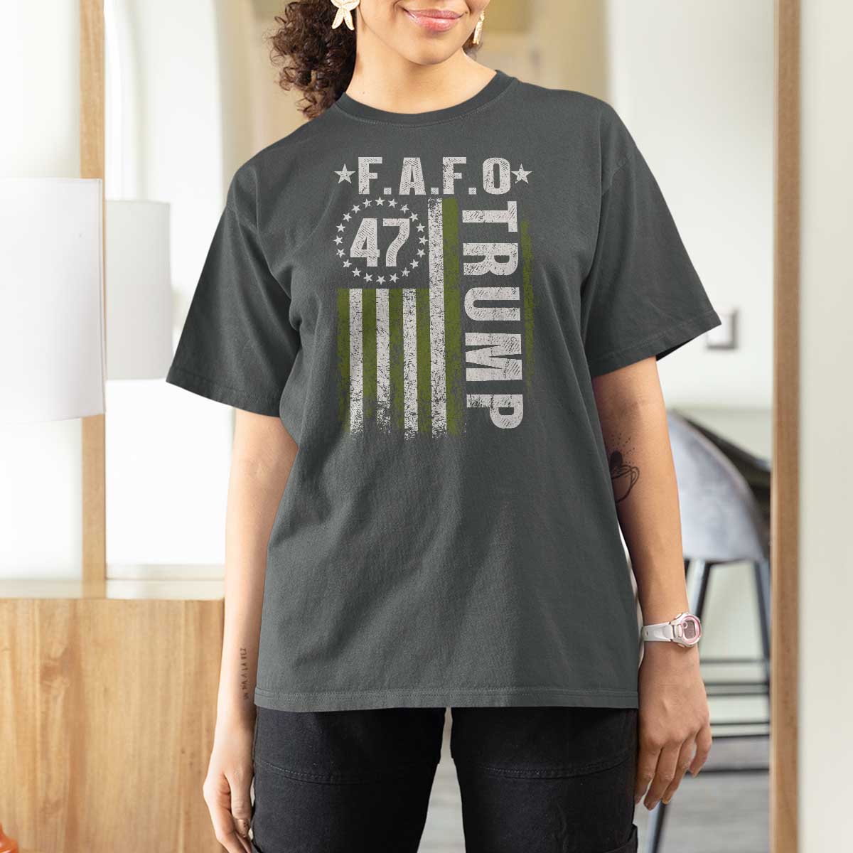 Funny Fafo T Shirt For Women President 47 FDT American Flag