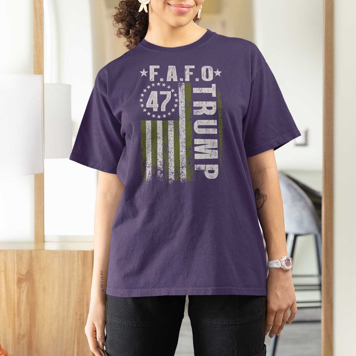 Funny Fafo T Shirt For Women President 47 FDT American Flag
