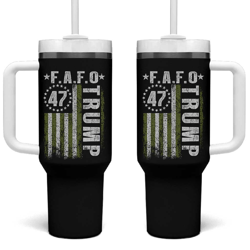 Funny Fafo Tumbler With Handle President 47 FDT American Flag