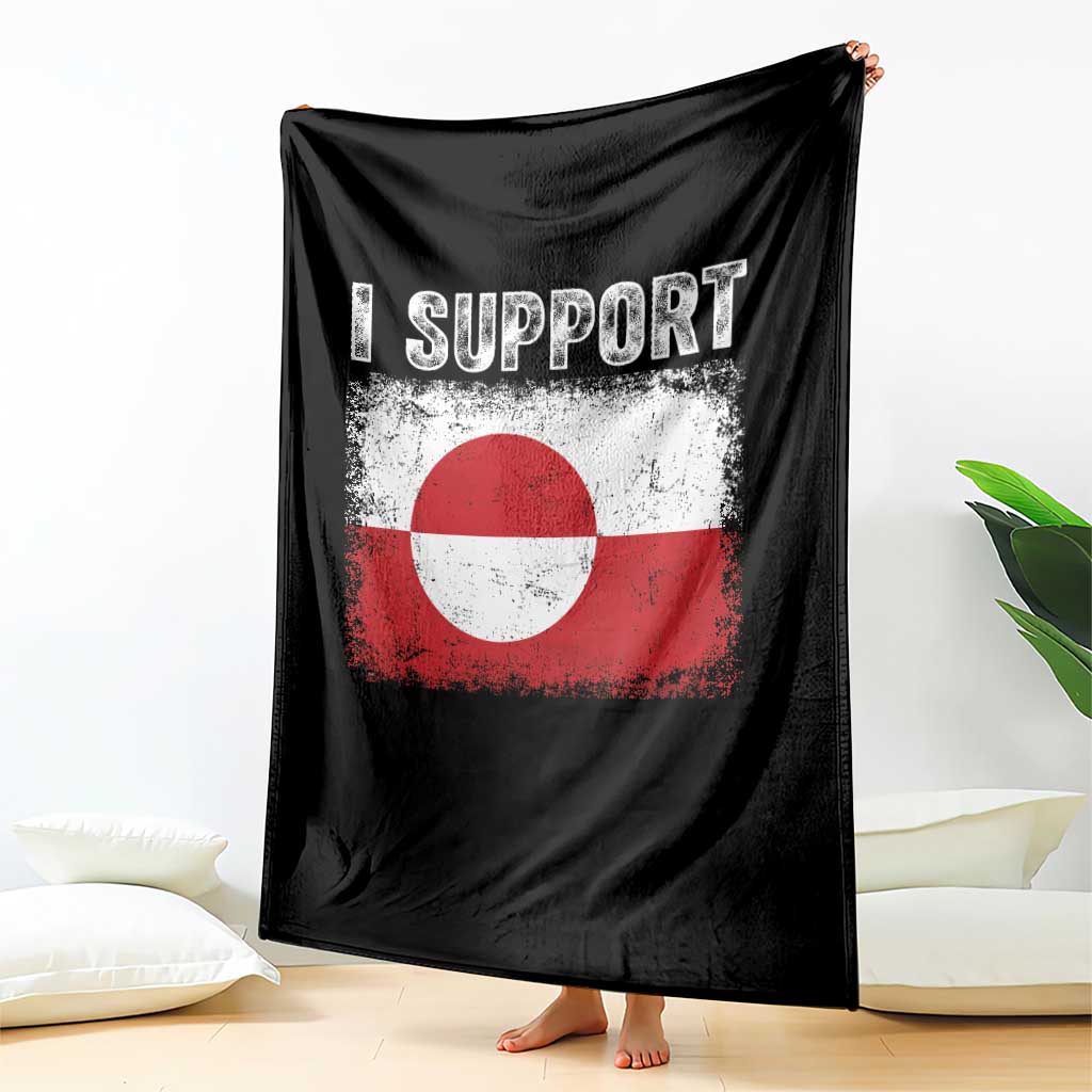 I Support Greenland Throw Blanket Grunge Flag