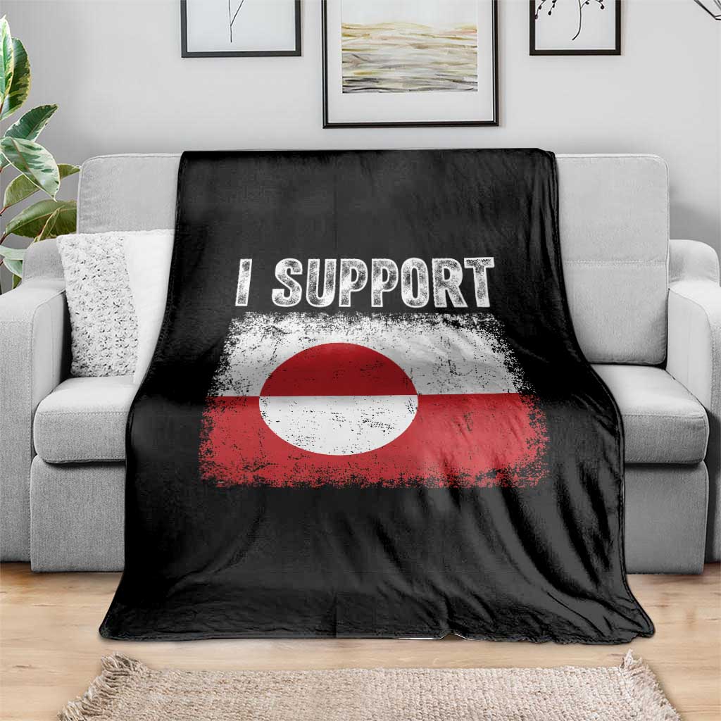 I Support Greenland Throw Blanket Grunge Flag