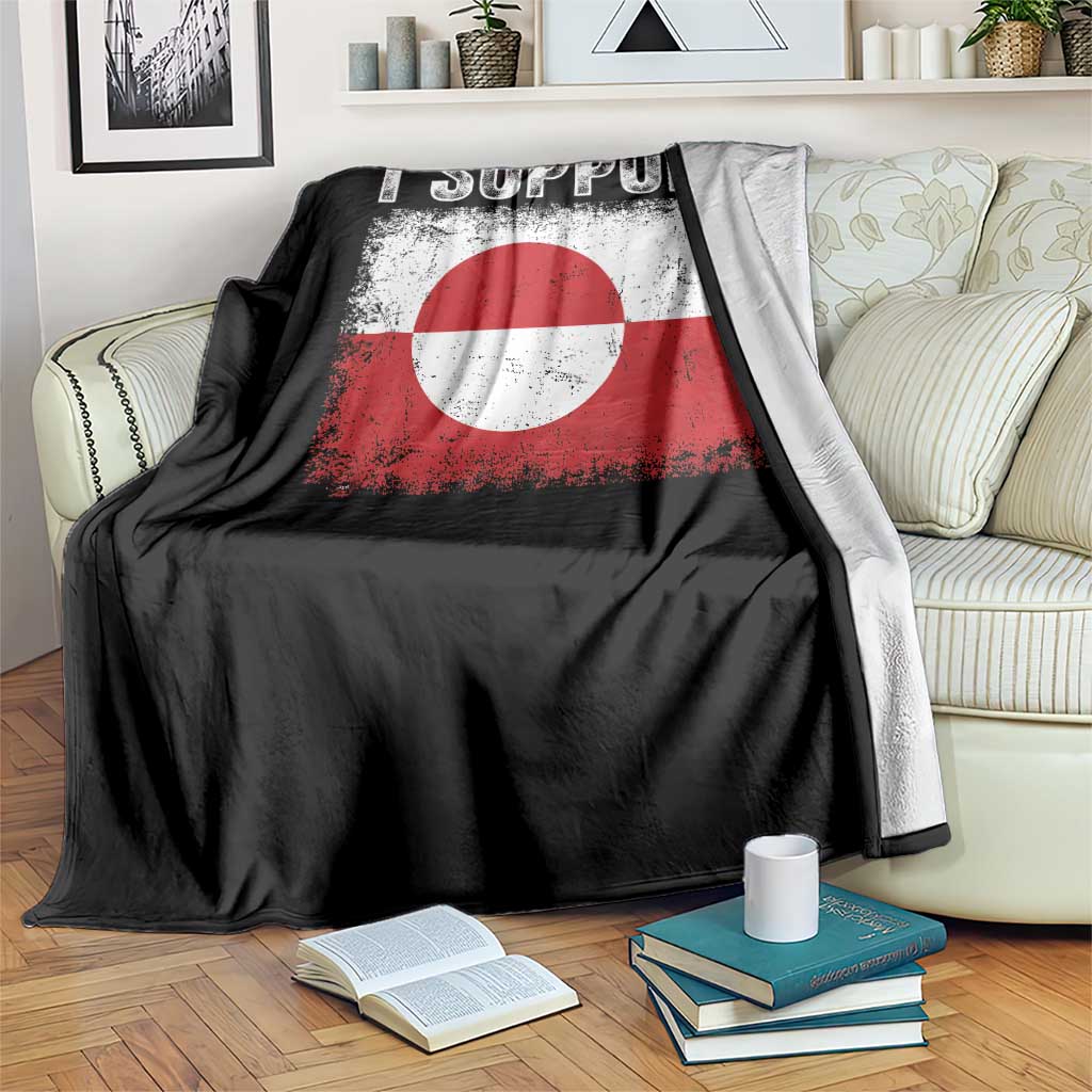 I Support Greenland Throw Blanket Grunge Flag