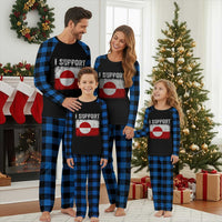 I Support Greenland Plaid Pajama Set Grunge Flag