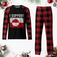 I Support Greenland Plaid Pajama Set Grunge Flag