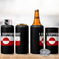 I Support Greenland 4 in 1 Can Cooler Tumbler Grunge Flag