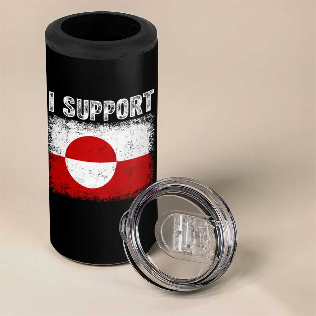 I Support Greenland 4 in 1 Can Cooler Tumbler Grunge Flag