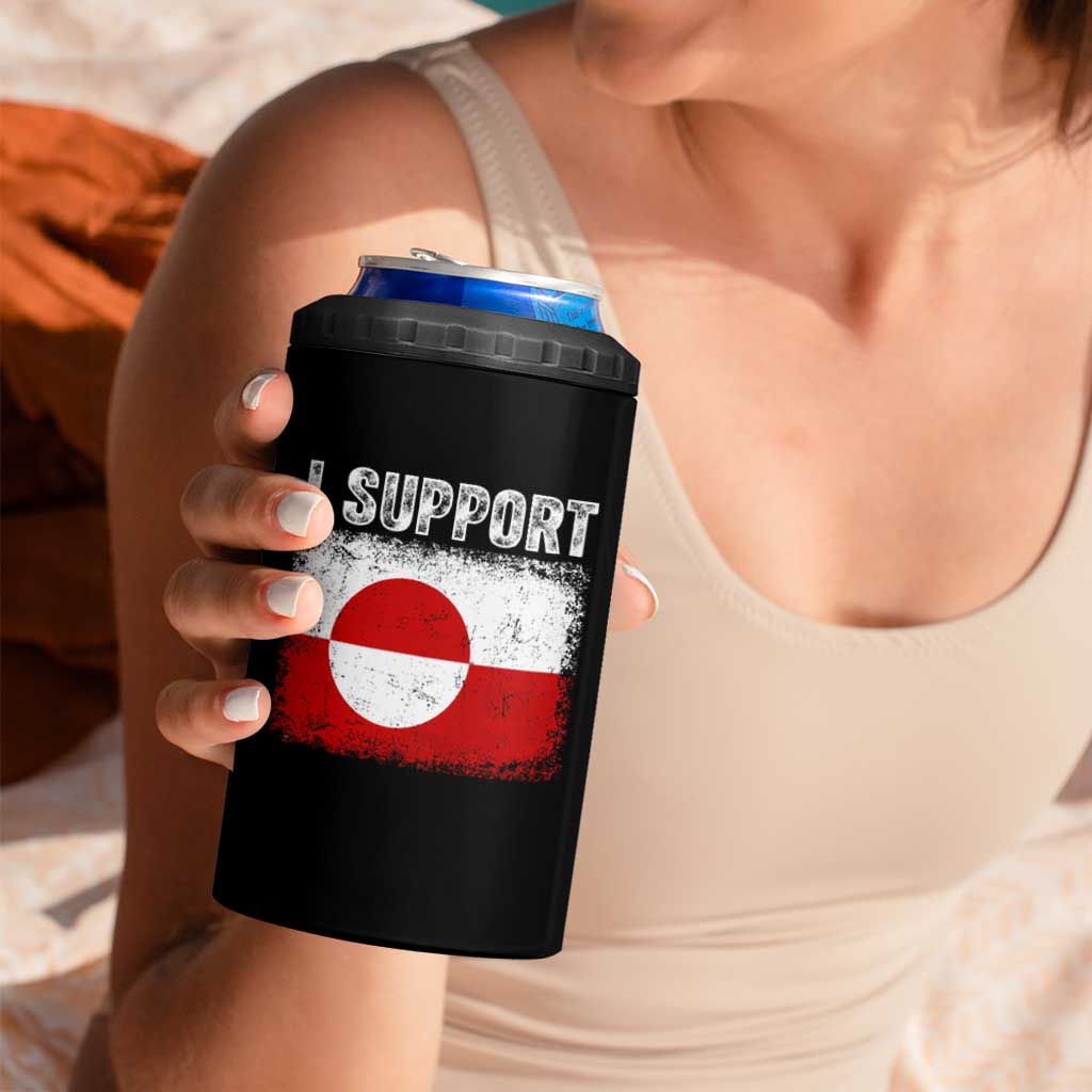 I Support Greenland 4 in 1 Can Cooler Tumbler Grunge Flag