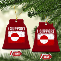 I Support Greenland Ceramic Ornament Grunge Flag
