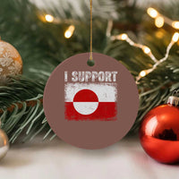 I Support Greenland Ceramic Ornament Grunge Flag