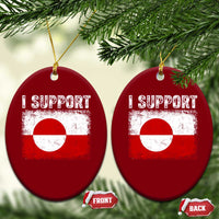 I Support Greenland Ceramic Ornament Grunge Flag