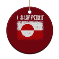 I Support Greenland Ceramic Ornament Grunge Flag