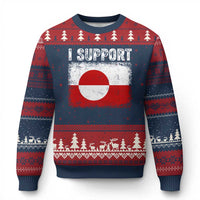 I Support Greenland Ugly Christmas Sweater Grunge Flag