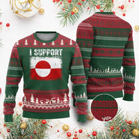 I Support Greenland Ugly Christmas Sweater Grunge Flag