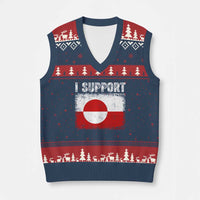 I Support Greenland V-Neck Knit Sweater Vest Grunge Flag