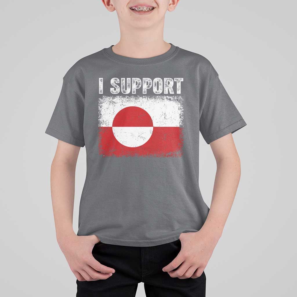 I Support Greenland T Shirt For Kid Grunge Flag