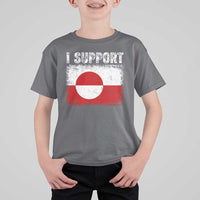 I Support Greenland T Shirt For Kid Grunge Flag