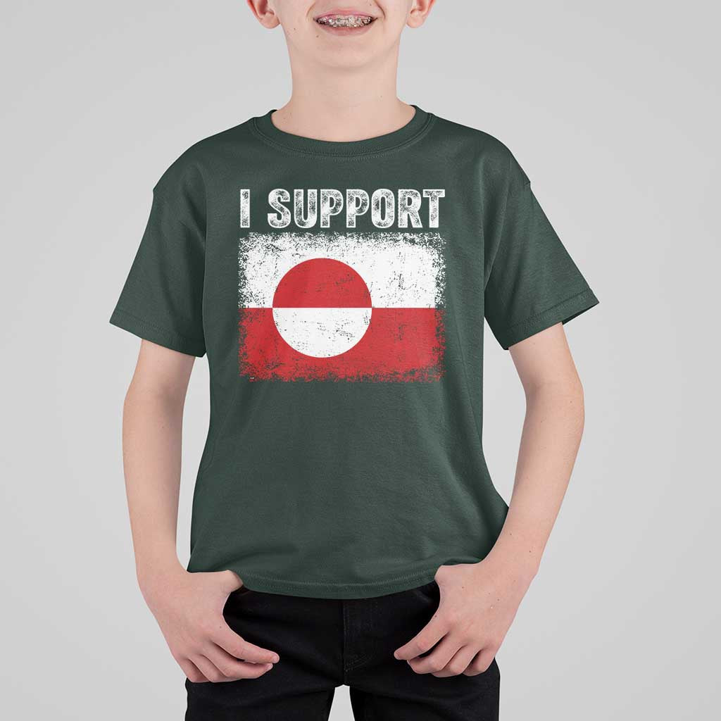 I Support Greenland T Shirt For Kid Grunge Flag