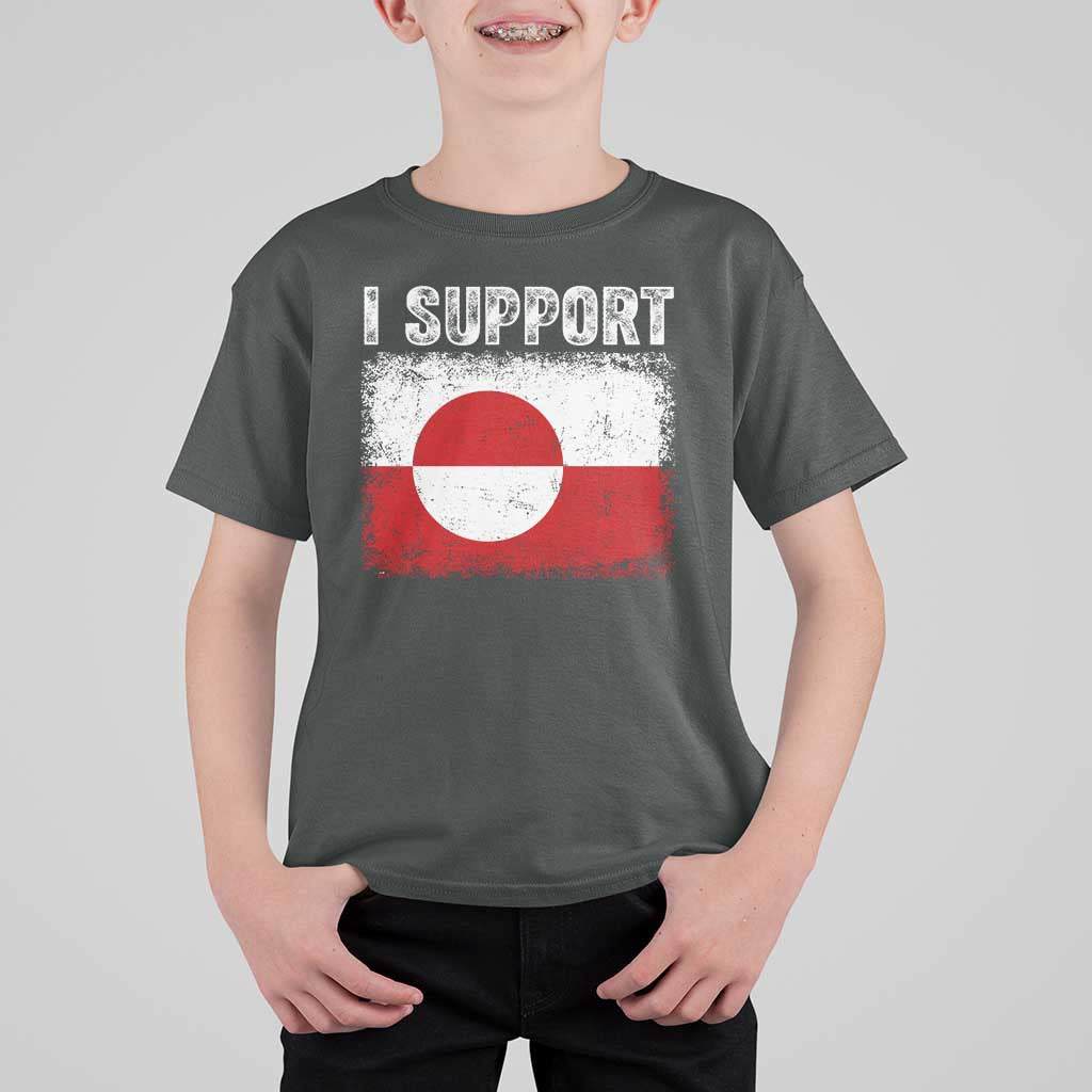 I Support Greenland T Shirt For Kid Grunge Flag