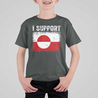 I Support Greenland T Shirt For Kid Grunge Flag