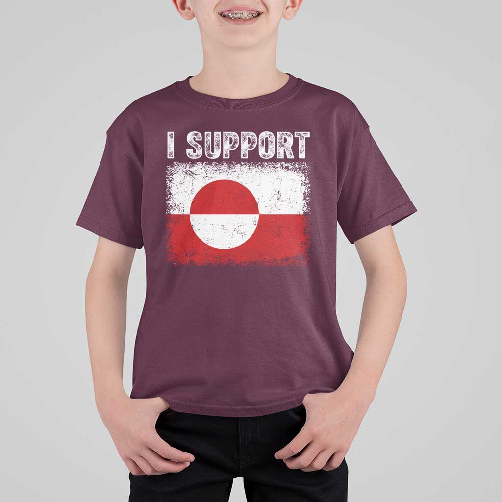 I Support Greenland T Shirt For Kid Grunge Flag