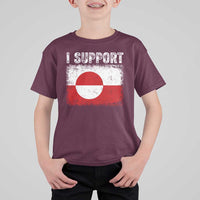I Support Greenland T Shirt For Kid Grunge Flag