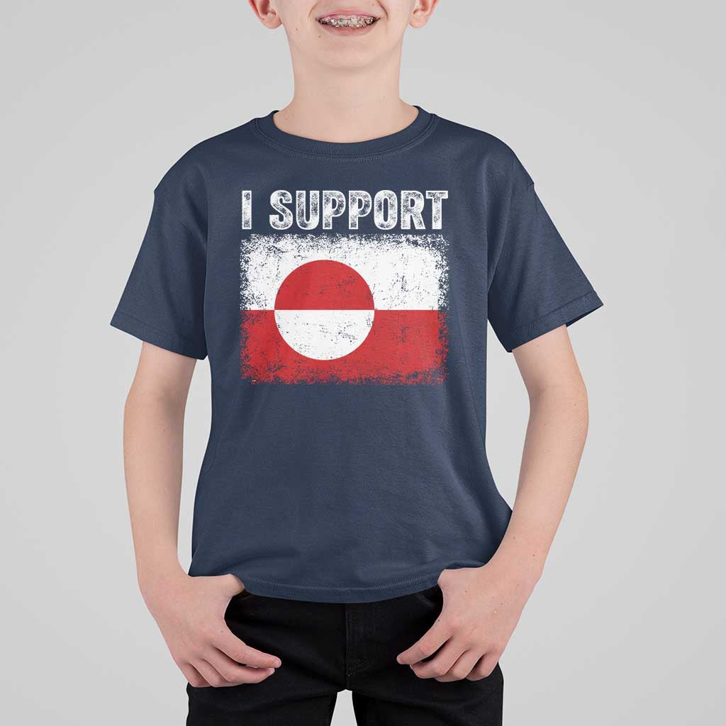 I Support Greenland T Shirt For Kid Grunge Flag