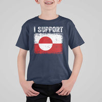 I Support Greenland T Shirt For Kid Grunge Flag