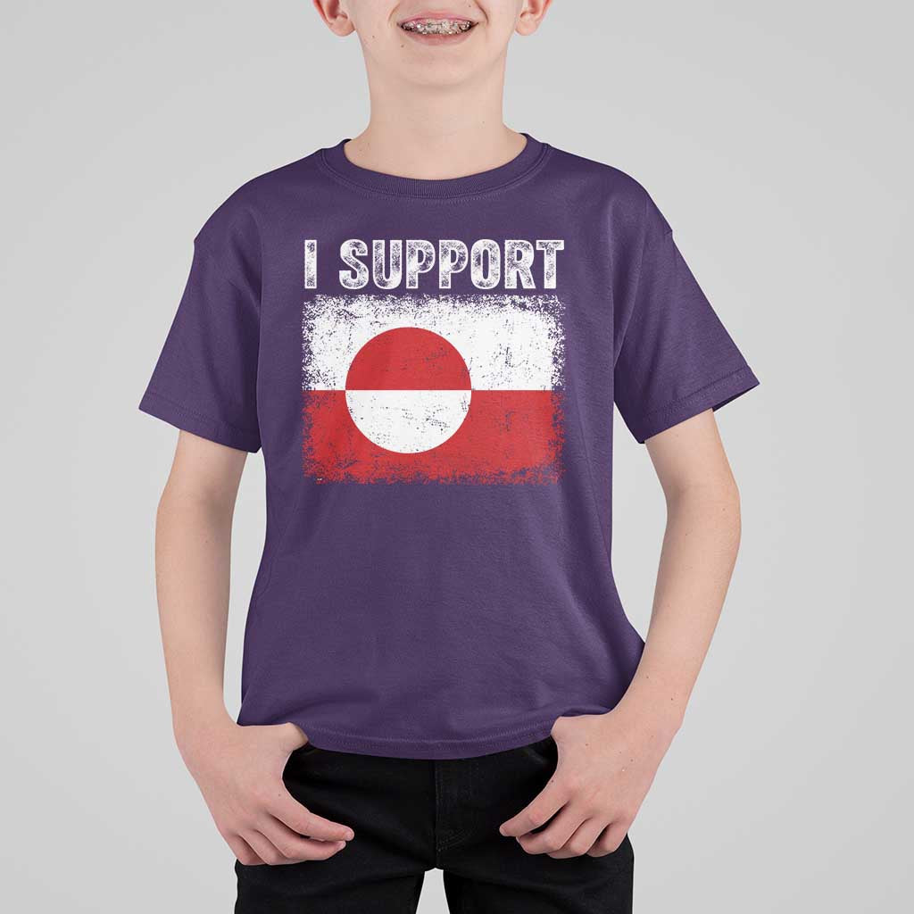 I Support Greenland T Shirt For Kid Grunge Flag