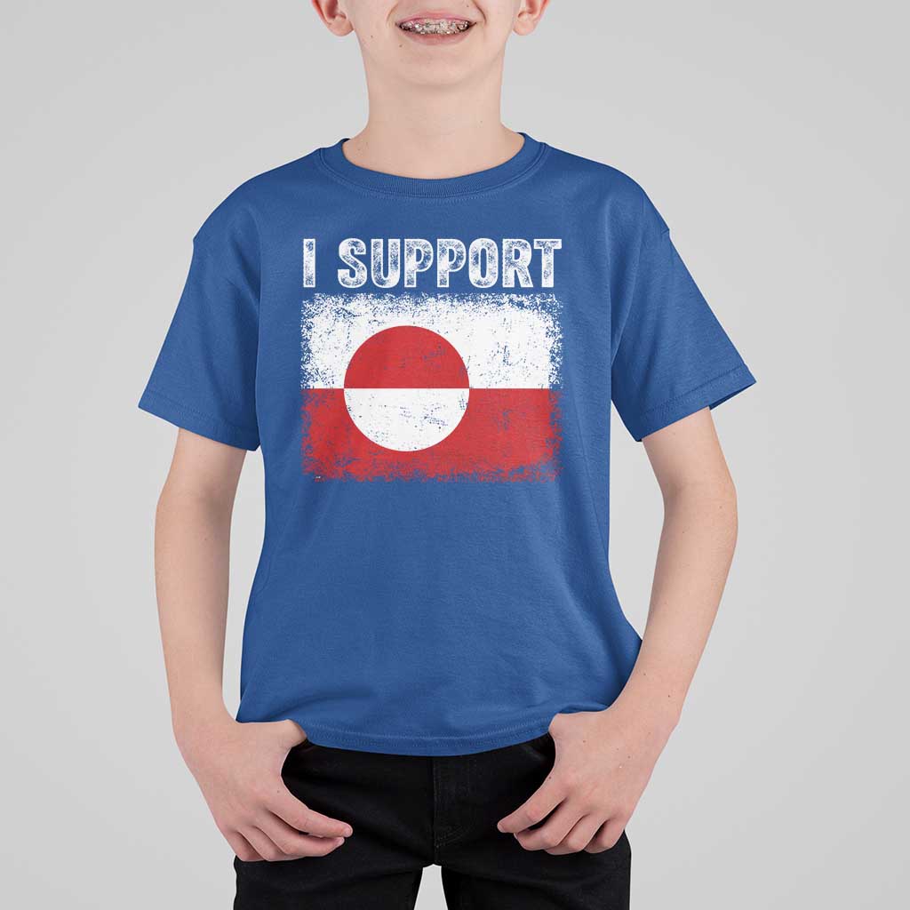 I Support Greenland T Shirt For Kid Grunge Flag
