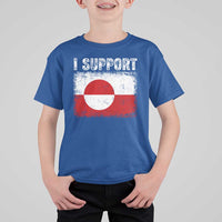 I Support Greenland T Shirt For Kid Grunge Flag