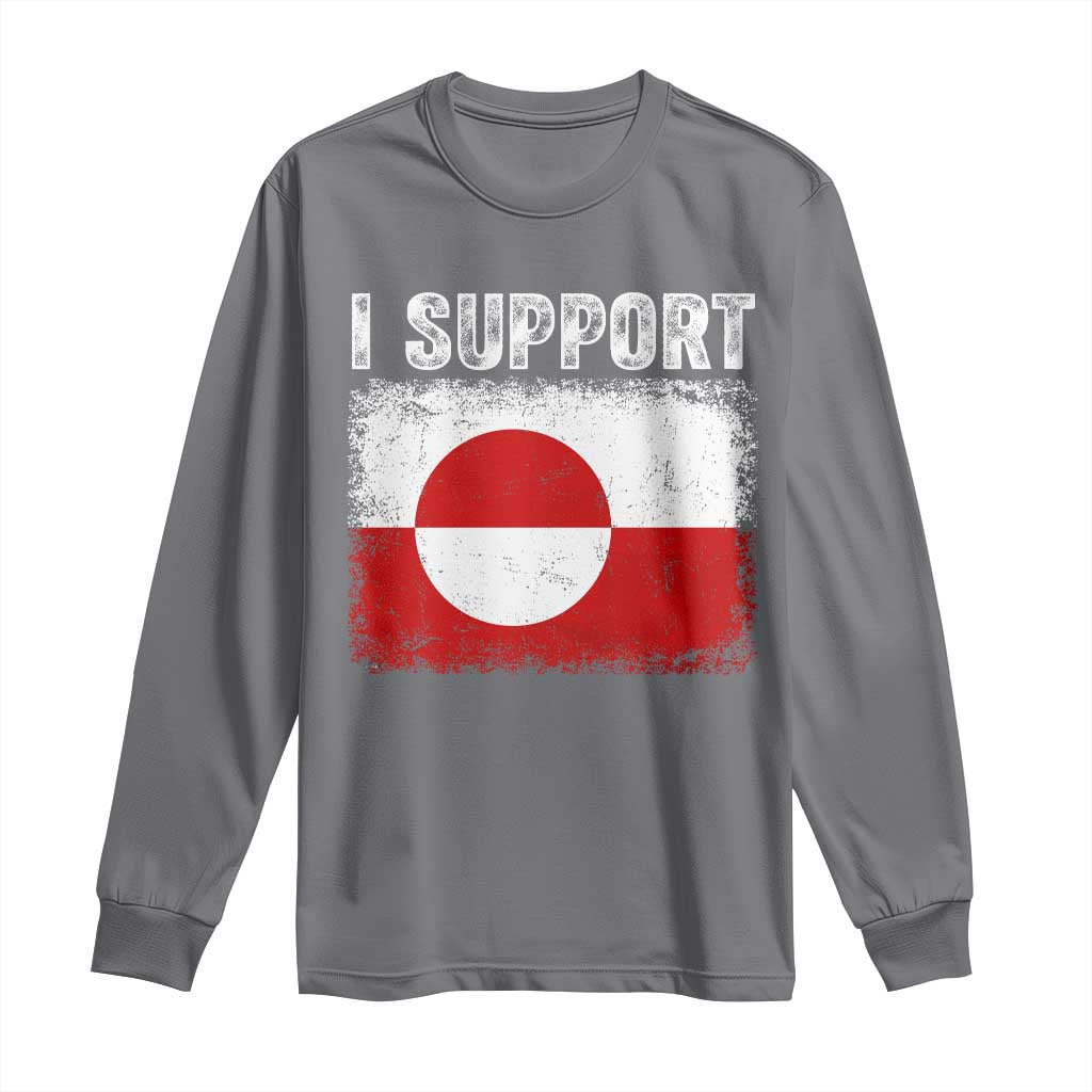 I Support Greenland Long Sleeve Shirt Grunge Flag
