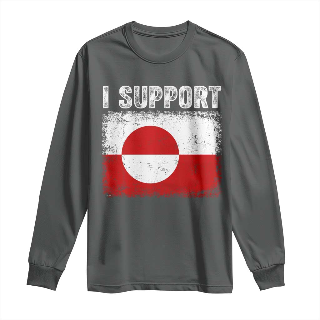I Support Greenland Long Sleeve Shirt Grunge Flag
