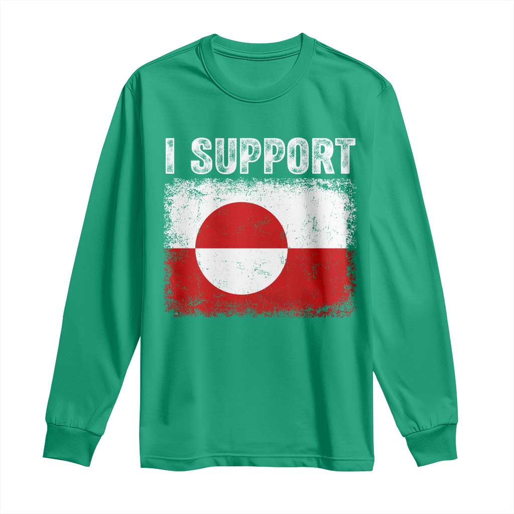 I Support Greenland Long Sleeve Shirt Grunge Flag