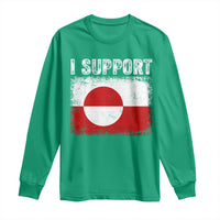 I Support Greenland Long Sleeve Shirt Grunge Flag