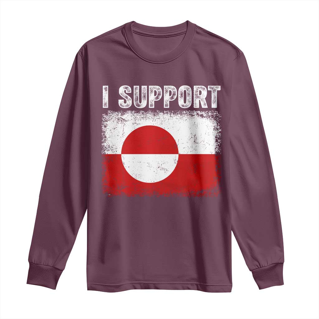 I Support Greenland Long Sleeve Shirt Grunge Flag