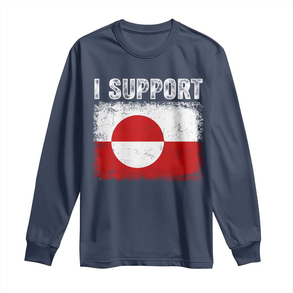 I Support Greenland Long Sleeve Shirt Grunge Flag