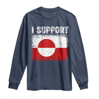 I Support Greenland Long Sleeve Shirt Grunge Flag